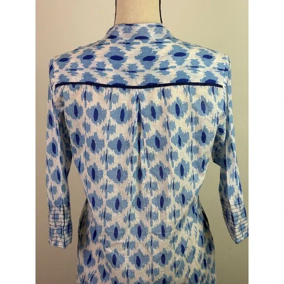 Dolma Women's Cotton Amelia Tunic Dress Blue Geometric Print Lightweight Small - Picture 5 of 11
